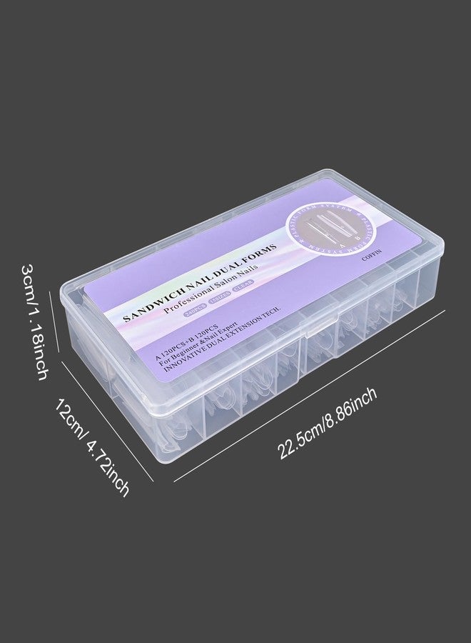 FREEORR 240Pcs Sandwich Nail Forms, 15 Sizes Nail Extensions Dual Forms for Large Wider Normal Petite Beds, Almonds Reusable Plastic Mold Plastic for Salon Manicure Art - Image 5